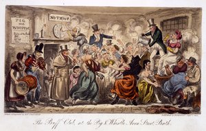 The Buff Club at the Pig and Whistle, Avon Street, Bath, from The English Spy, pub. London by Isaac Robert Cruikshank